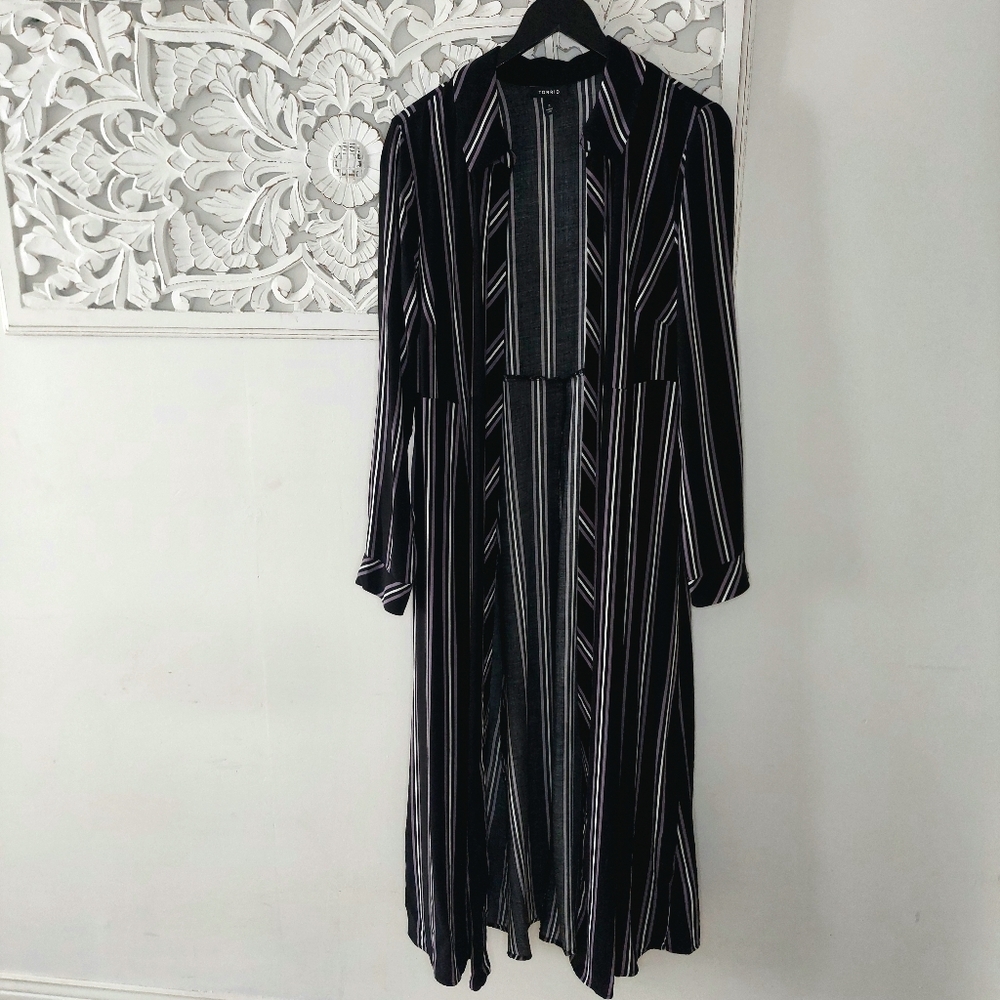 Torrid 2 Multi Stripe Challis Duster Cardigan Shirt Kimono Plus Size 2X